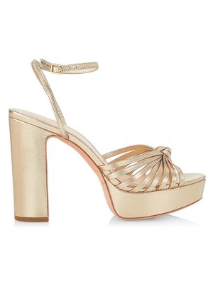 Women's Rivka 120MM Metallic Leather Knot Platform Sandals - Champagne - Size 8.5