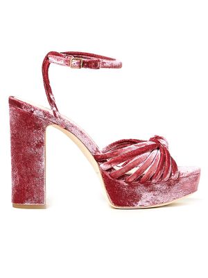 Women's Rivka Crushed Velvet Platform Sandals - Tea Rose - Size 5.5