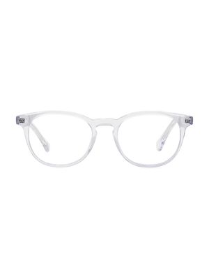 Women's Roebling 49MM Round Blue Light Glasses - White - White