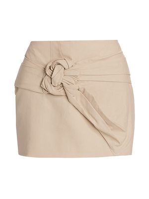 Women's Rosalia Gathered Linen-Blend Miniskirt - Sand - Size XS