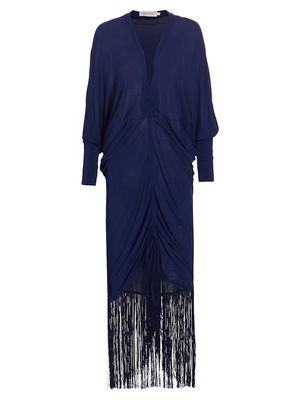 Women's Rosalyn Jersey Fringe Maxi Dress - Navy - Size Medium