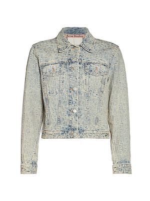 Women's Rose Monogram Denim Jacket - Blue Beige - Size 2