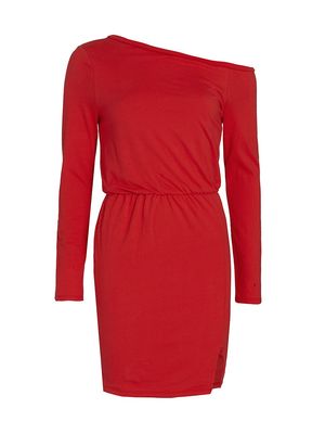 Women's Rosebud Asymmetric Mini Dress - Red - Size Small