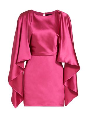 Women's Rosie Cape-Sleeve Satin Minidress - Raspberry - Size Large