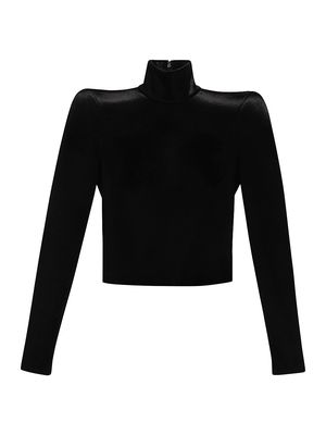 Women's Round Shoulder Turtleneck Sweater - Black - Size 2