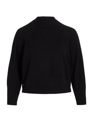 Women's Round-Sleeve Cashmere Pullover - Black - Size XL - Black - Size XL