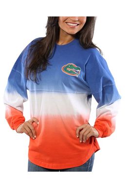 Women's Royal Florida Gators Ombre Long Sleeve Dip-Dyed Spirit Jersey
