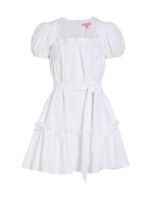 Women's Ruffled Puff-Sleeve Minidress - White - Size 0 - White - Size 0