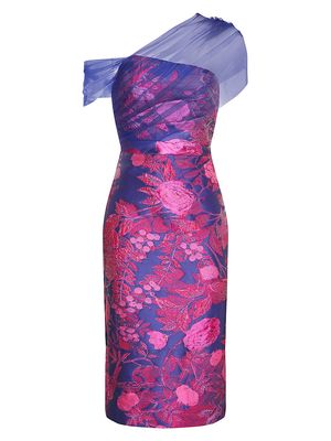 Women's Ruth Tulle & Floral Midi-Dress - Electric Violet Passionfruit - Size 10