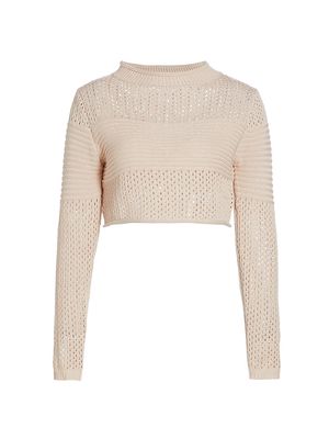 Women's Ry Crochet Crop Sweater - Ivory - Size Small