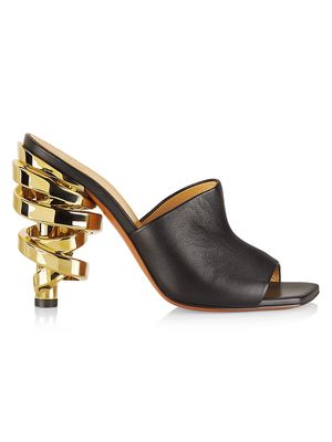 Women's Sarah Leather Mule Sandals - Black Gold - Size 5