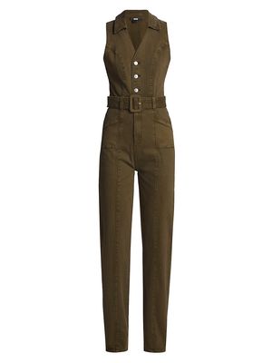 Women's Sasha Tie-Waist Jumpsuit - Vintage Olive - Size 2