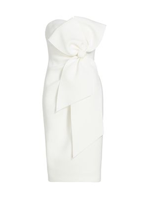 Women's Scuba Bow Strapless Midi dress - Light Ivory - Size 2