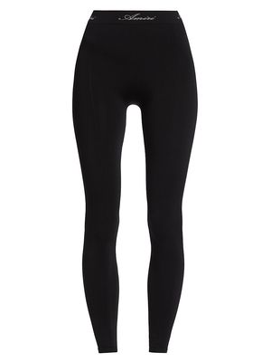 Women's Seamless Knit Leggings - Black - Size Large