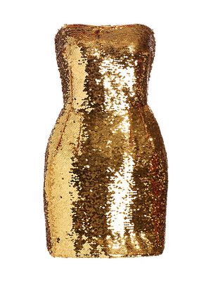 Women's Sequined Strapless Minidress - Oro - Size 2