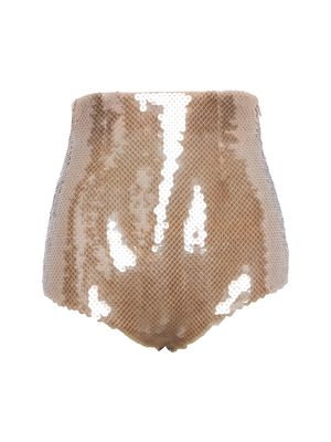 Women's Sequined Tulle Panties Shorts - Beige - Size 2