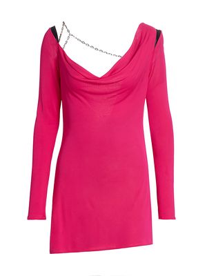 Women's Serenity Chain-Embellished Cowl-Back Minidress - Fuchsia - Size 0 - Fuchsia - Size 0