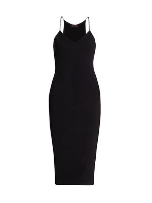 Women's Serenity Chain-Strap Midi-Dress - Jet Black - Size XS