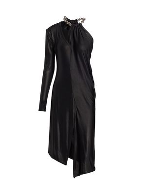 Women's Serenity Deconstructed Asymmetric Chain Midi-Dress - Jet Black - Size 0 - Jet Black - Size 0