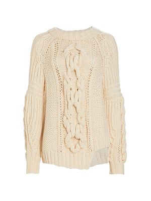 Women's Serenity Oversized Wool & Cashmere Cable-Knit Sweater - Off White - Size Large - Off White - Size Large