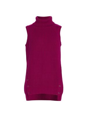 Women's Serenity Wool & Cashmere Turtleneck Sweater Vest - Fuchsia - Size Medium - Fuchsia - Size Medium