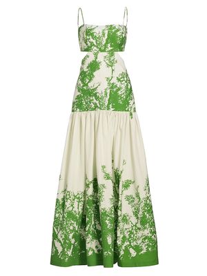 Women's Shannon Floral Cotton Maxi Dress - Green Cyprus - Size Medium