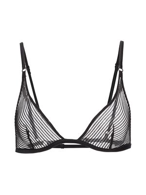 Women's Sheer Stripe Triangle Bra - Black - Size Small