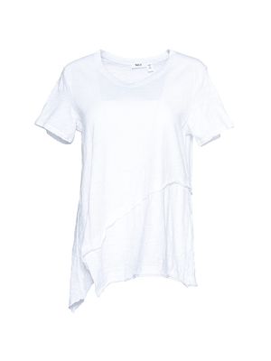 Women's Short Sleeve Easy Crossover Hem Tee - White - Size XS