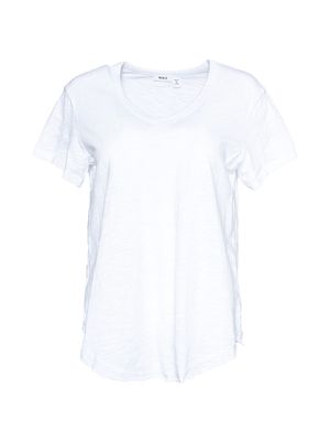 Women's Short Sleeve V-Neck Raw Hem T-Shirt - White - Size XS