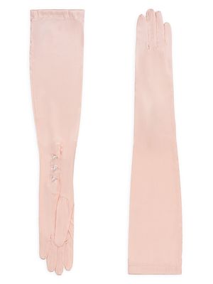 Women's Silk 3-Button Opera Gloves - Blush Pink - Blush Pink