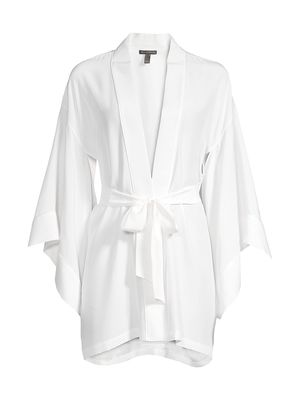 Women's Silk Kimono-Inspired Robe - Ivory - Size XS