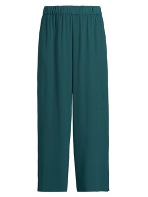 Women's Silk Straight-Leg Pants - Aegean - Size XS