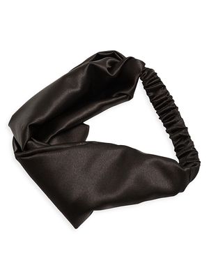 Women's Silk Turban Style Headband - Black - Black