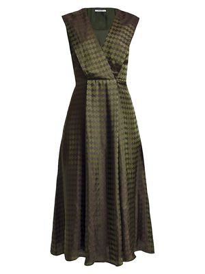 Women's Silvia Pleated Monogrammed Midi-Dress - Militare - Size 10