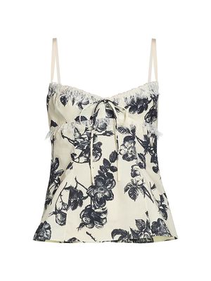 Women's Siria Floral Print Camisole - Ivory Navy - Size 4