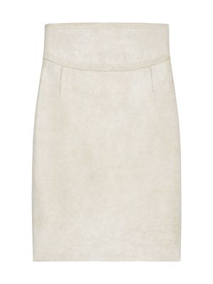 Women's Skirt In Leather - Natural Beige - Size 2