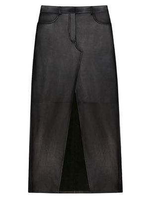 Women's Skirt In Leather With Slit - Black - Size 8