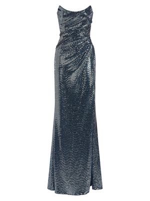 Women's Skye Draped Strapless Gown - Storm Blue - Size 10