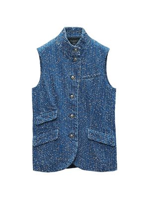 Women's Slade Band Collar Cotton Vest - Mid Tweed - Size 00