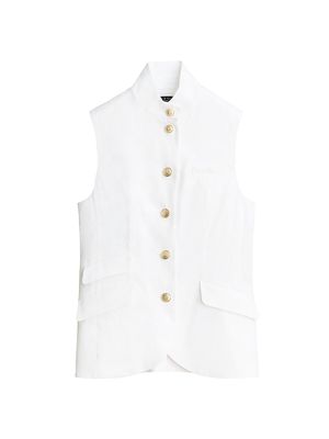 Women's Slade Linen-Blend Vest - White - Size 10