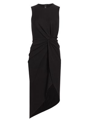 Women's Sleeveless Asymmetric Midi-Dress - Black - Size 6