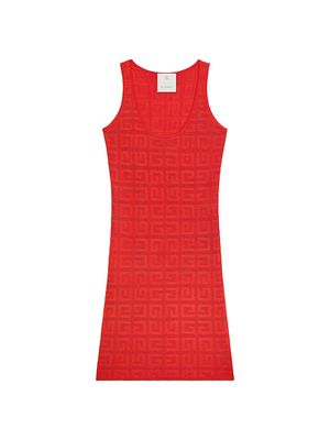 Women's Sleeveless Monogrammed Knit Minidress - Red - Size Large