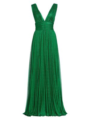 Women's Sleeveless Plissé Metallic Gown - Happy Garden - Size 6