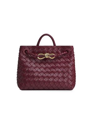 Women's Small Andiamo Intrecciato Leather Top-Handle Bag - Barolo