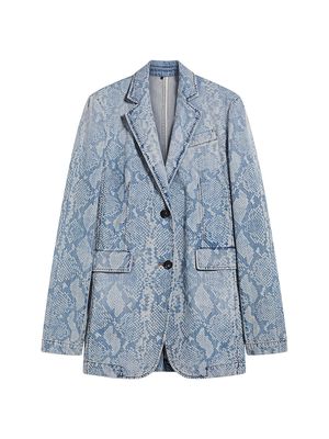 Women's Snakeskin Denim Blazer - Midnight Blue - Size 6