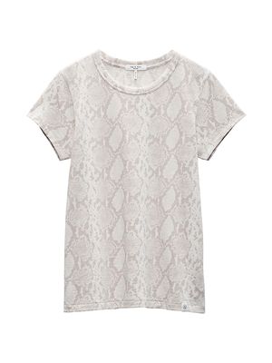 Women's Snakeskin Print Cotton T-Shirt - Snake Print - Size XS