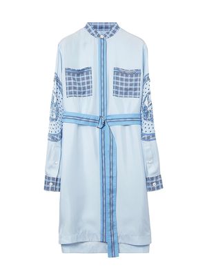 Women's Sofia Belted Silk Shirtdress - Foxglove Blue - Size 0