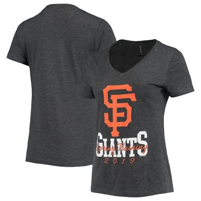 Women's Soft as a Grape Charcoal San Francisco Giants 2019 Spring Training Tri-Blend V-Neck T-Shirt