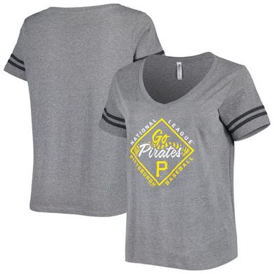 Women's Soft as a Grape Gray Pittsburgh Pirates Plus Size V-Neck Jersey T-Shirt
