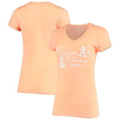 Women's Soft as a Grape Heathered Orange Oakland Athletics Spring Training Tri-Blend V-Neck T-Shirt in Heather Orange